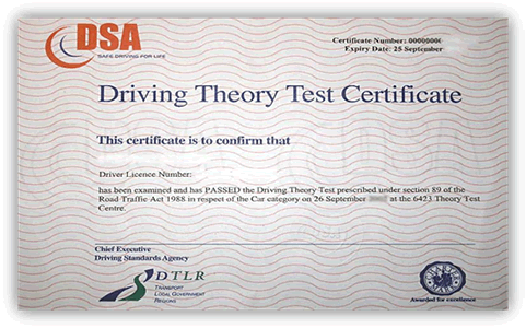 Theory Test Certificate