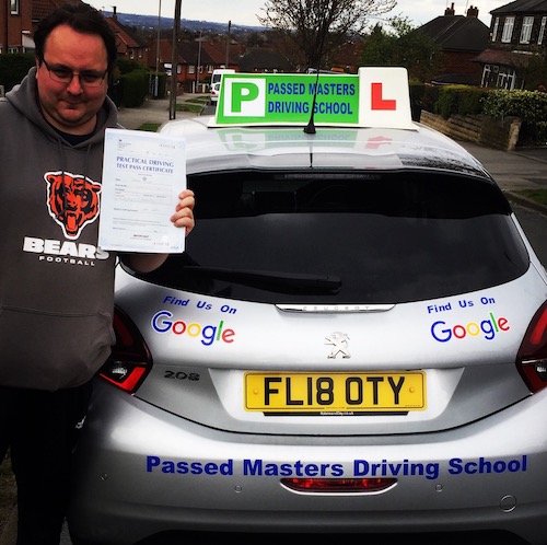 Congratulations on a practical driving test pass for Graham Lee of Eccleshill
