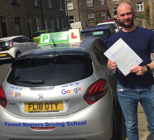 Congratulations on a practical driving test for David Helm of Shipley