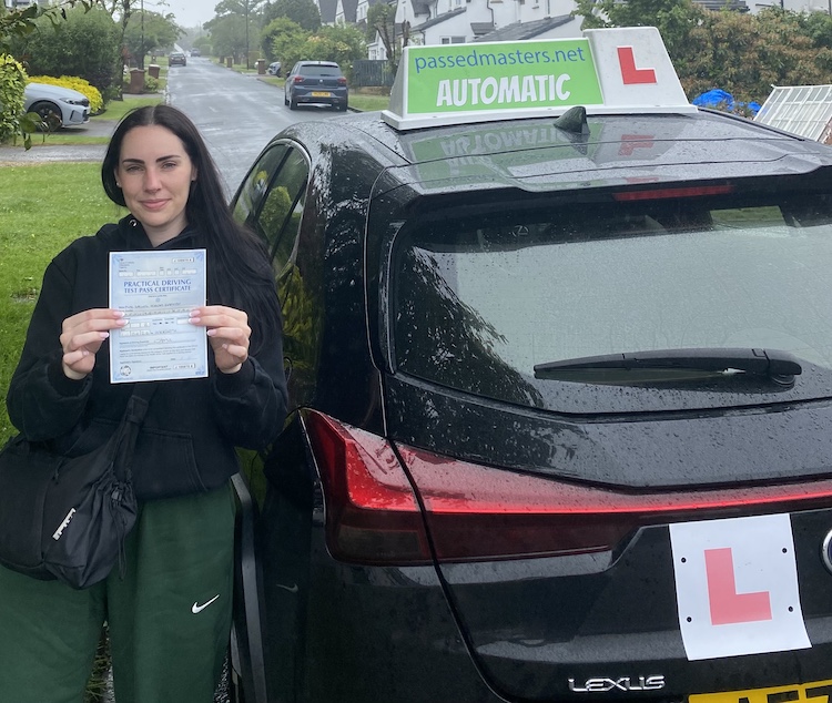 Rachel Baptiste of Guiseley passed her practical driving test with Passed Masters Driving School.