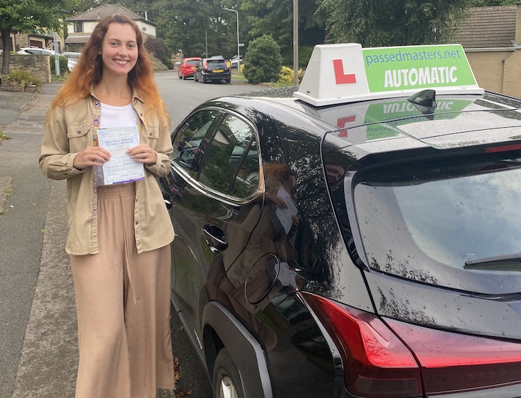 Martha Madden of Baildon passed her practical driving test with Passed Masters Driving School